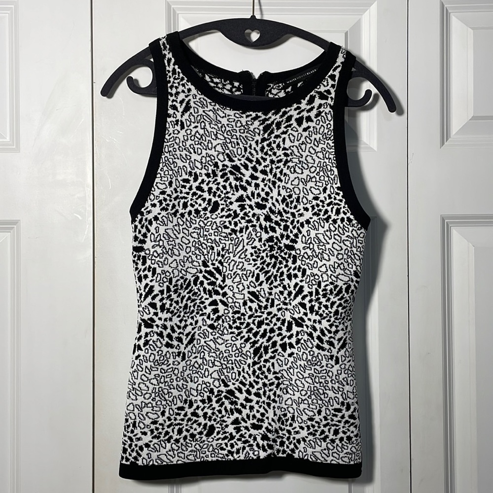 White House Black Market - black and white zip tank XS